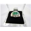 Image 2 : GREEN STONE SET IN MENS RING MARKED 925 SILVER