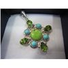 Image 2 : PENDANT WITH GREEN STONES MARKED 925 SILVER