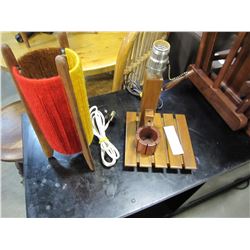 2 SMALL MID-CENTURY TEAK LAMPS