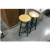 Image 1 : 2 MAPLE AND GREEN BARSTOOLS