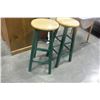 Image 2 : 2 MAPLE AND GREEN BARSTOOLS