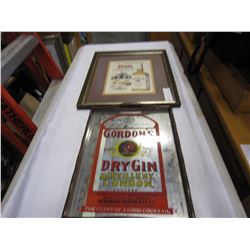 FRAMED JIM BEAM RIPLEYS MIRRORED GORDONS DRY GIN TRAY