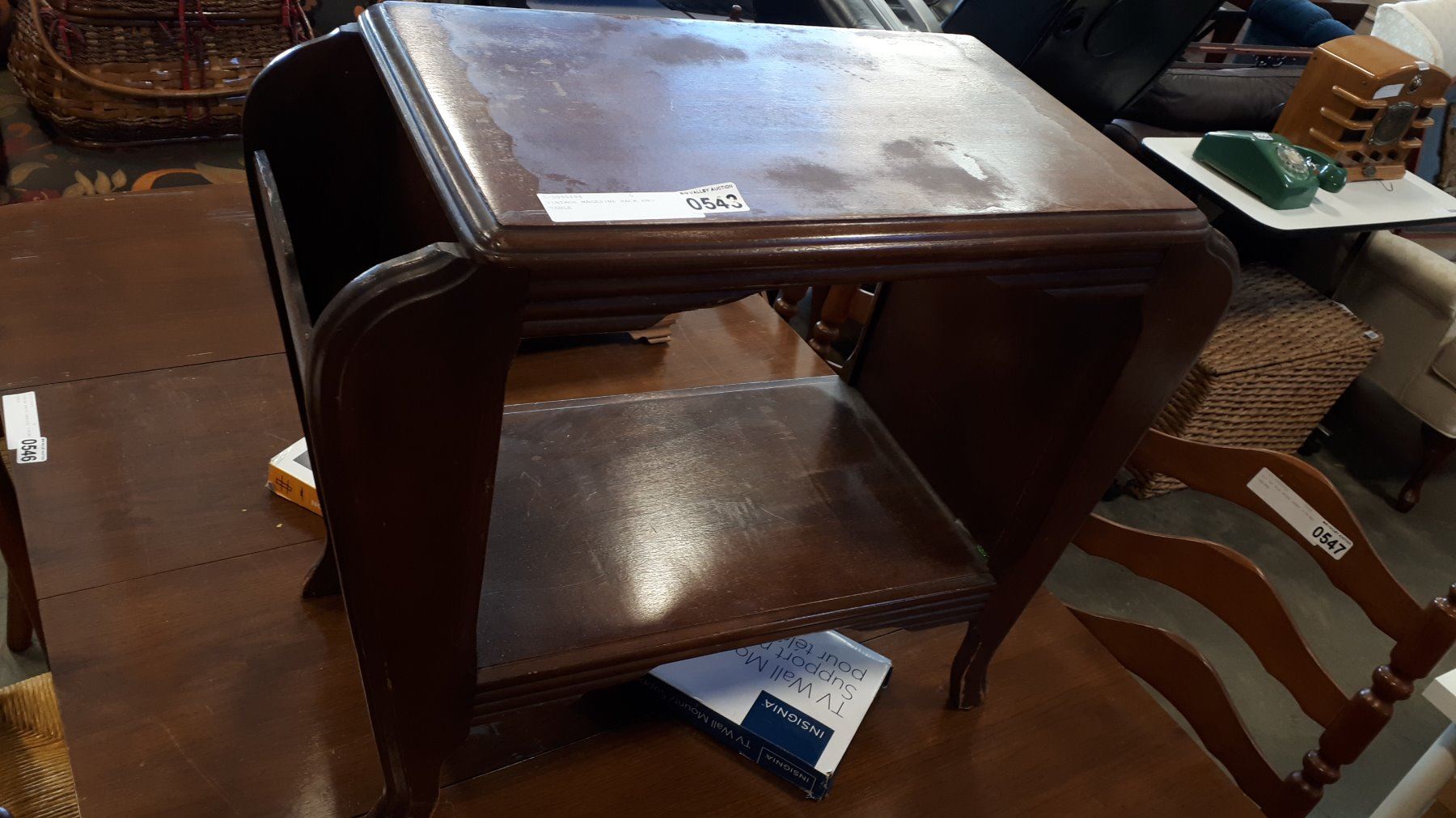 VINTAGE MAGAZINE RACK END TABLE