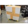 Image 1 : MODERN 4 DOOR SERVING CABINET, WITH WHITE ACCENTS, RETAIL $1699