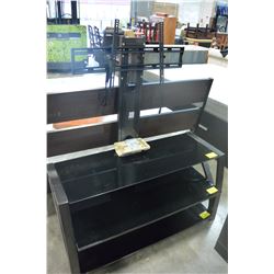 NEW MODERN GREY WITH GLASS 3 SHELF TV MOUNT SYSTEM, RETAIL $499