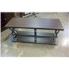Image 1 : NEW MODERN WOOD WITH GLASS SHELF TV CONSOLE, RETAIL $399