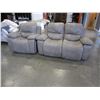 Image 1 : GREY DOUBLE RECLINING LOVESEAT AND CHAIR, VISIBLE WEAR,