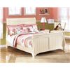 Image 1 : ASHLEY CONTEMPORARY DOUBLE SIZE WHITE SLEIGH BEDFRAME, AND NIGHTSTAND, HOLE IN HEADBOARD, 1 INCH, FL