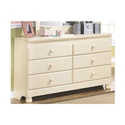 ASHLEY CONTEMPORARY WHITE 6 DRAWER DRESSER, FLOOR MODEL, RETAIL $899