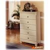 Image 1 : ASHLEY CONTEMPORARY WHITE 5 DRAWER CHEST OF DRAWERS, RETAIL $679