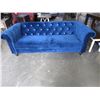 Image 2 : ASHLEY SIGNATURE BLUE VELVETY CLUB STYLE COUCH WITH TUFTED BACK AND NAIL HEAD ACCENTS, RETAIL $1999