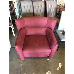 NEW MODERN RED FABRIC ACCENT CHAIR, RETAIL $899