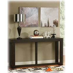 ASHLEY DARK FINISH SOFA TABLE, FLOOR MODEL RETAIL $679