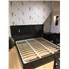 Image 1 : NEW KINGSIZE ULTRA MODERN DARK WOOD GRAIN PLATFORM BED WITH 2 NIGHTSTANDS AND LED LIGHTING RETAIL $5