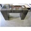 Image 1 : NEW ULTRA MODERN DARK WOOD GRAIN VANITY DESK WITH FLIP UP MIRROR, RETAIL $1198