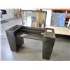 Image 3 : NEW ULTRA MODERN DARK WOOD GRAIN VANITY DESK WITH FLIP UP MIRROR, RETAIL $1198