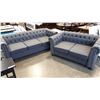 Image 2 : BRAND NEW GREY MODERN TUFTED SOFA AND LOVESEAT WITH NAILHEAD ACCENT, RETAIL $2499