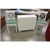 Image 1 : WHITE DROPLEAF DINING TABLE W/ STORAGE AND 2 CHAIRS
