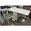 Image 2 : WHITE DROPLEAF DINING TABLE W/ STORAGE AND 2 CHAIRS