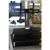 Image 1 : NEW MODERN GREY WITH GLASS 3 SHELF TV MOUNT SYSTEM, RETAIL $499