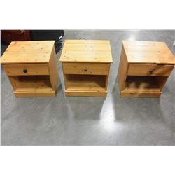 THREE 1 DRAWER PINE NIGHTSTANDS