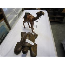 LEATHER CAMEL AND WOODEN TURTLE