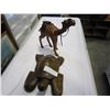 Image 1 : LEATHER CAMEL AND WOODEN TURTLE