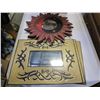 Image 2 : LOT OF WOOD WALL ART AND MIRRORS