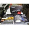 Image 1 : MSI GRAPHICS CARD AND MOTHERBOARD AND ASUS MOTHER BOARD - ALL AS IS, UNTESTED