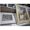Image 1 : VINTAGE FRAMED FLORAL AND FRAMED PICTURE OF SHEEP
