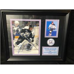 VINCENT LECAVALIER SIGNED 8" X 10" FRAMED PHOTO DISPLAY W/ COA