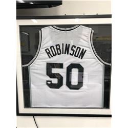 David Robinson Signed Spurs Framed Jersey (JSA COA)