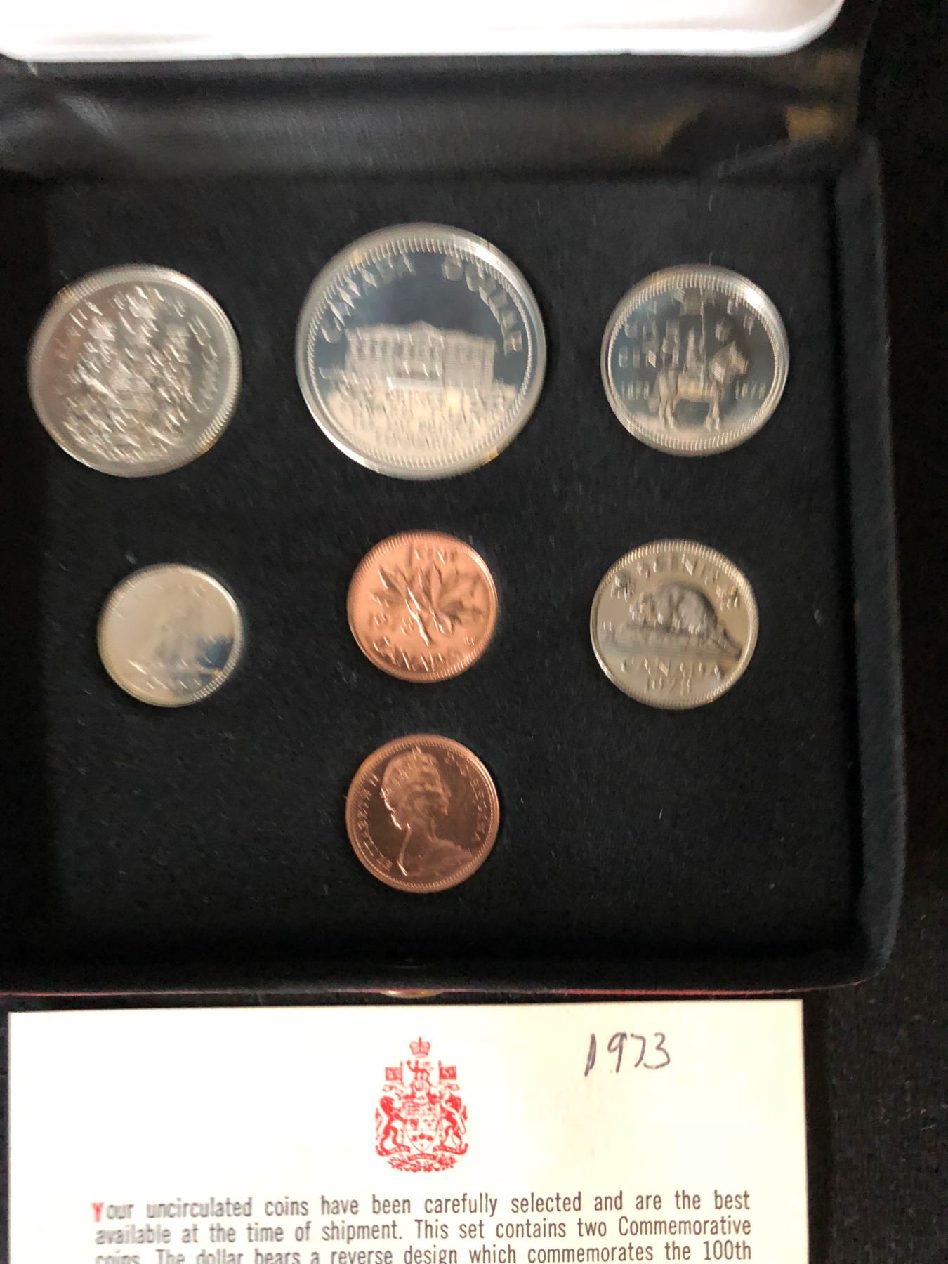 ROYAL CANADIAN MINT CASED 1973 7 COIN SET
