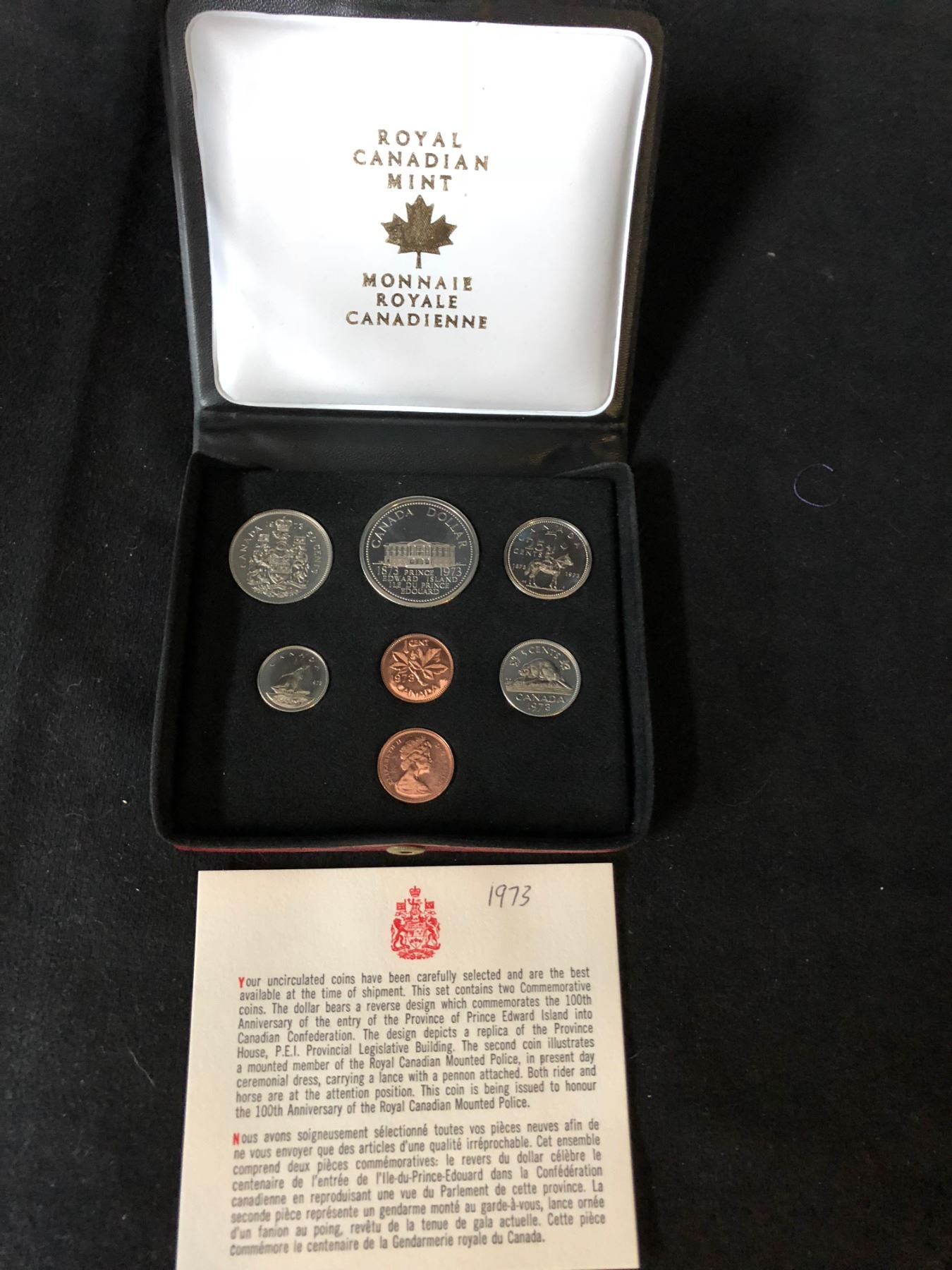 ROYAL CANADIAN MINT CASED 1973 7 COIN SET