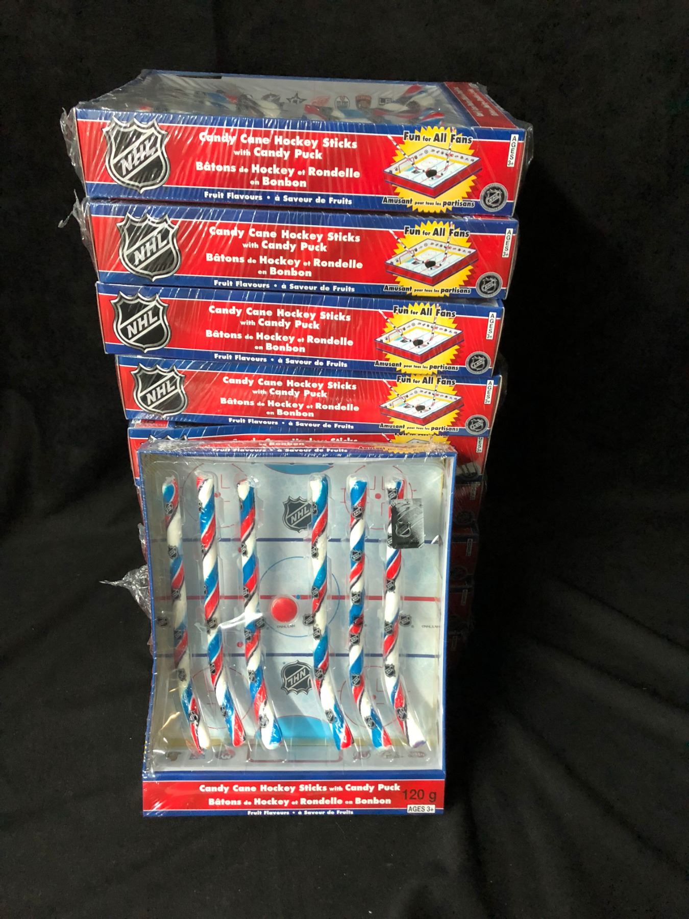 NHL CANDY CANE HOCKEY STICKS W/ CANDY PUCK LOT