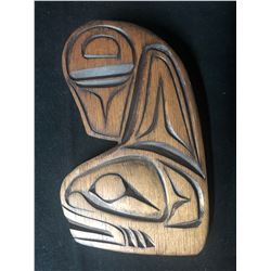 HAND CARVED NATIVE KILLER WHALE PLAQUE SIGNED BY CHRISTINE TURNER
