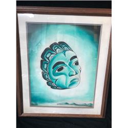 20 X 24 FRAMED ORIGINAL ART SIGNED BY ARTIST "MOON MASK"