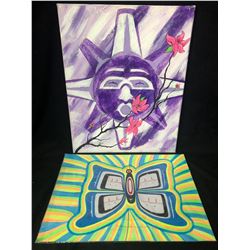 LOT OF 2 ORIGINAL NATIVE ART PAINTINGS SIGNED BY ARTISTS( 12 X 16)
