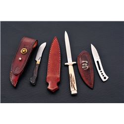 Lot of 3 Custom Fixed Blade Knives