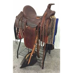 Antique 14 1/2''  Loop Seat Saddle With Bull-nosed