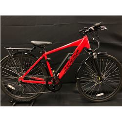 RED JUICED CROSS CURRENT 9 SPEED FRONT SUSPENSION ELECTRIC ASSIST HYBRID BIKE (NO KEY/CHARGER)