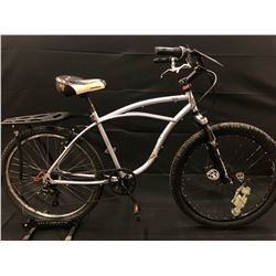 GREY CANADIANA 7 SPEED FRONT SUSPENSION HYBRID BIKE (NEEDS BACK BRAKE)