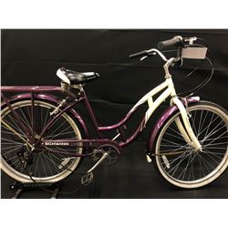 PURPLE SCHWINN SANCTUARY 7 SPEED EASY STEP CRUISER BIKE