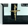 Image 4 : 5 PCS TOTAL: 1-14KT YELLOW GOLD CRUCIFIX PENDANT WEIGHS 2.30 GRAMS, 3 DIMENSIONAL DESIGN,