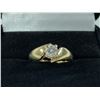 Image 2 : ONE 14KT YELLOW AND WHITE GOLD DIAMOND SET ENGAGEMENT OR DRESS RING, CONTEMPORARY SOLITAIRE DESIGN