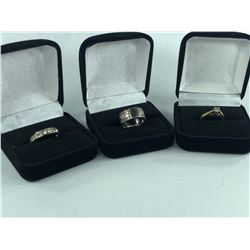 3 PCS TOTAL: 1- ONE LADIES 10KT WHITE GOLD BAND STYLE WEDDING OR DRESS RING 8.28MM WIDE,  WEIGHS