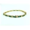 Image 1 : ONE LADIES 14KT YELLOW GOLD NATURAL EMERALD AND DIAMOND SET TENNIS BRACELET, 4.22MM WIDE,  45
