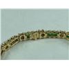 Image 3 : ONE LADIES 14KT YELLOW GOLD NATURAL EMERALD AND DIAMOND SET TENNIS BRACELET, 4.22MM WIDE,  45