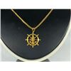 Image 2 : 3 PCS TOTAL: 1-ONE ROUND SHAPED 22KT YELLOW GOLD SHIPS WHEEL AND ANCHOR PENDANT, WEIGHS 4.80 GRAMS