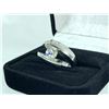 Image 1 : ONE LADIES CUSTOM MADE 14KT WHITE GOLD MOISSANITE AND DIAMOND SET DRESS RING, SHOULDER FLUSH GYPSY